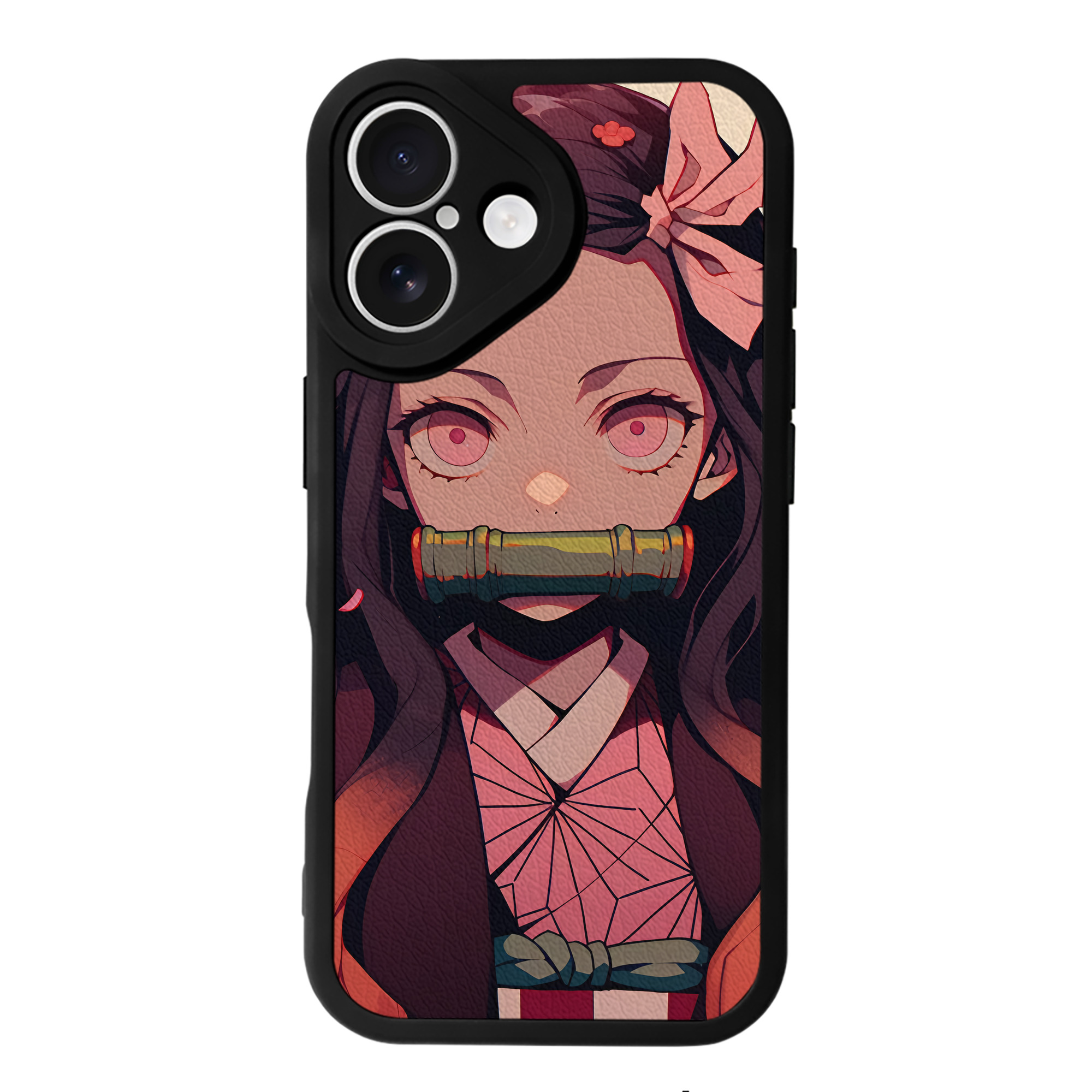 （画像用） 鬼滅の刃（きめつのやいば）竈門 禰󠄀豆子／かまど ねずこ Kamado Nezuko 【iPhone 16シリーズ対応】シリコンスマホケース（レザー調） 材質：シリコン